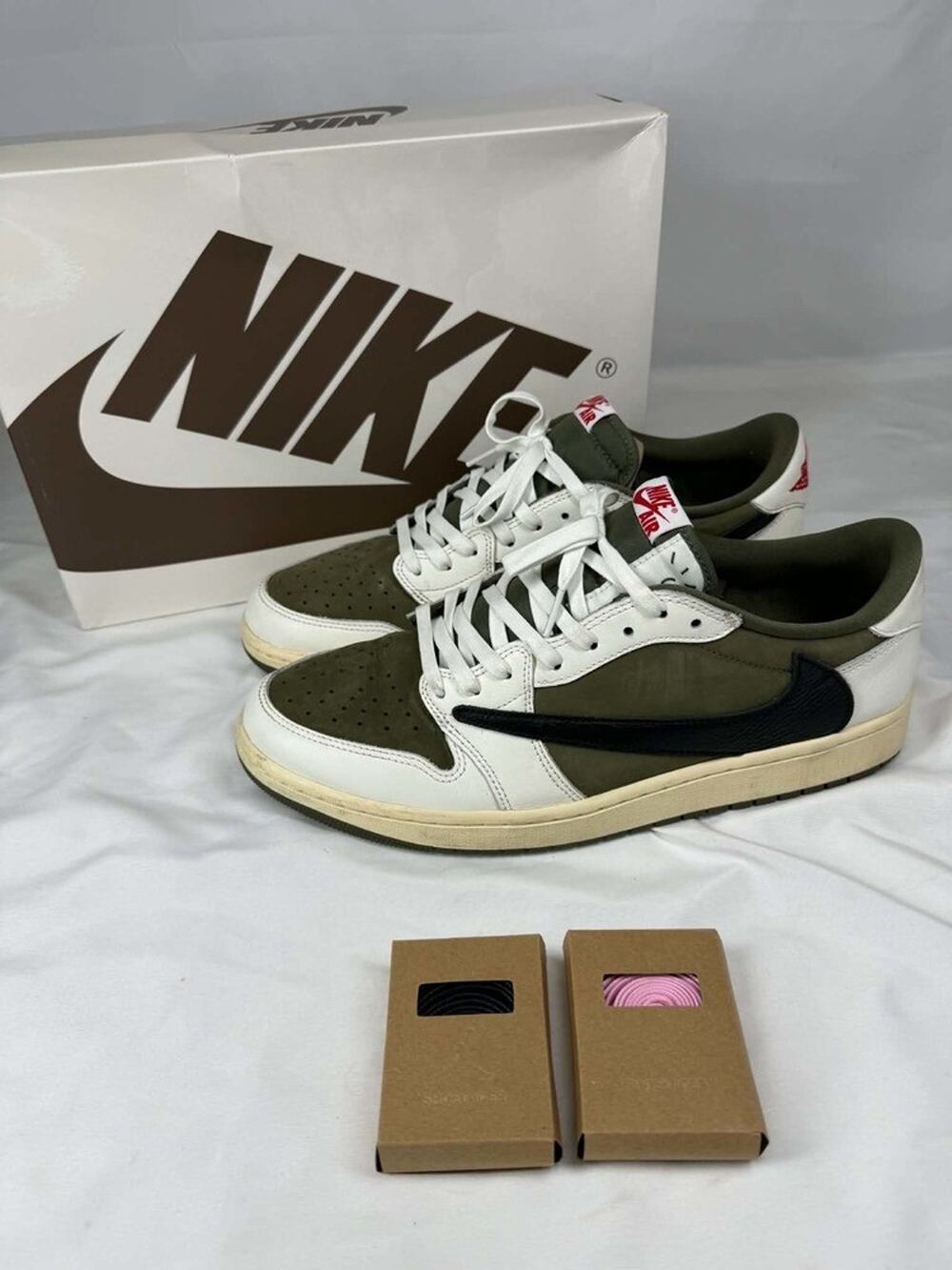 Travis Scott x Air Jordan 1 Retro OG SP Low Reverse Olive Medium Men US 12 TS654